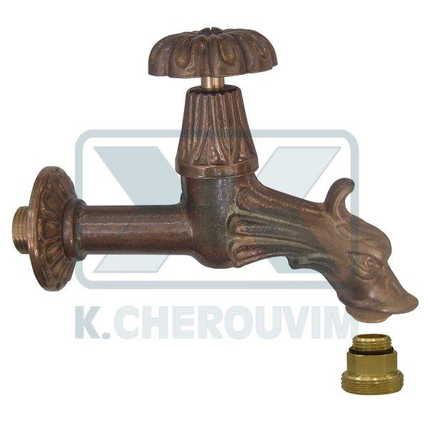 BIB TAP Ν.119 BRONZE WITH COVER PLATE, AERATOR AND NIPPLE 3/8" X 3/4" FOR FITTING