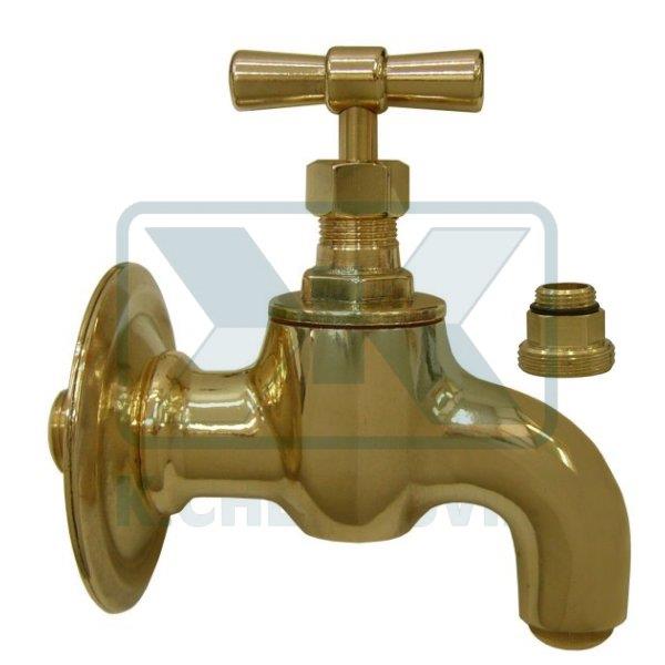 BIB TAP Ν.113/LG SHINY YELLOW WITH COVER PLATE, AERATOR AND NIPPLE 3/8" X 3/4" FOR FITTING