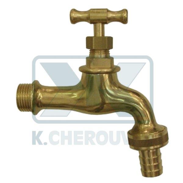 BIB TAP Ν.195/LG SHINY YELLOW 1/2" WITH FITTING 3/4" WITHOUT COVER PLATE