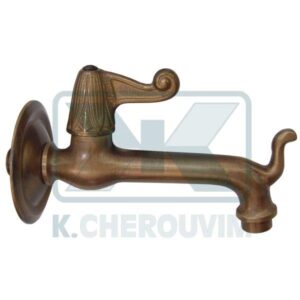 BIB TAP Ν.126/Β, 3/4" MALE BRONZE 180-DEGREE SWIVEL WITH COVER PLATE, AERATOR AND NIPPLE 3/8" X 3/4" FOR FITTING