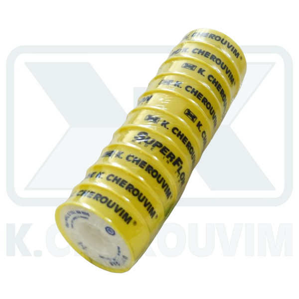 ΤΕΦΛΟΝ ΤΑΙΝΙΑ ΜΙΚΡΗ GAS 1/2" ΚΙΤΡΙΝΗ (12 mm Χ12 mt Χ 0,1 mm Χ 0,4 gr/cm³) DIN ΕΝ 751/3 - Image 2