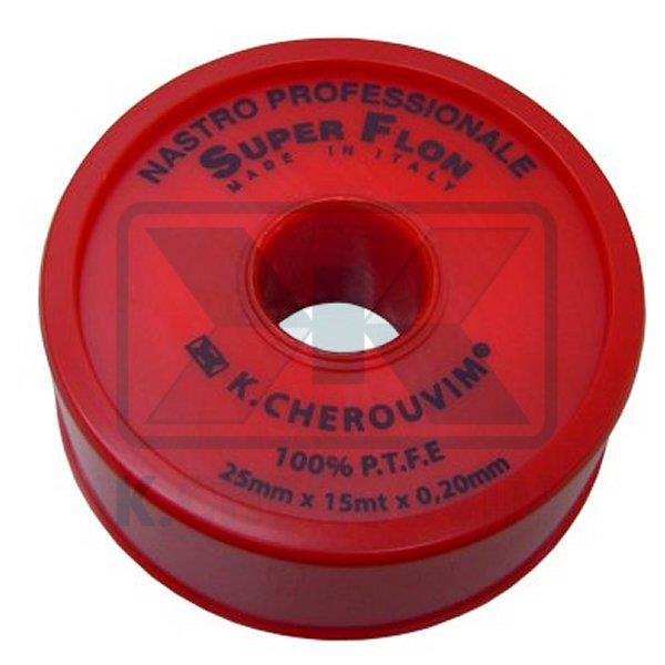 ΤΕΦΛΟΝ ΤΑΙΝΙΑ ΜΕΓΑΛΗ 1" ΚΟΚΚΙΝΗ ΕΠΑΓΓΕΛΜΑΤΙΚΗ (25 mm Χ15 mt Χ 0,2 mm Χ 0,4 gr/cm³) DIN ΕΝ 751/3