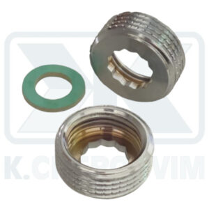 SET 1/2" FEMALE X 3/4" MALE L10,5 CROM. BASE RING ENDING CONNECTOR WITH BASE AND FIBRE WASHER (UNI ΕΝ 12164)