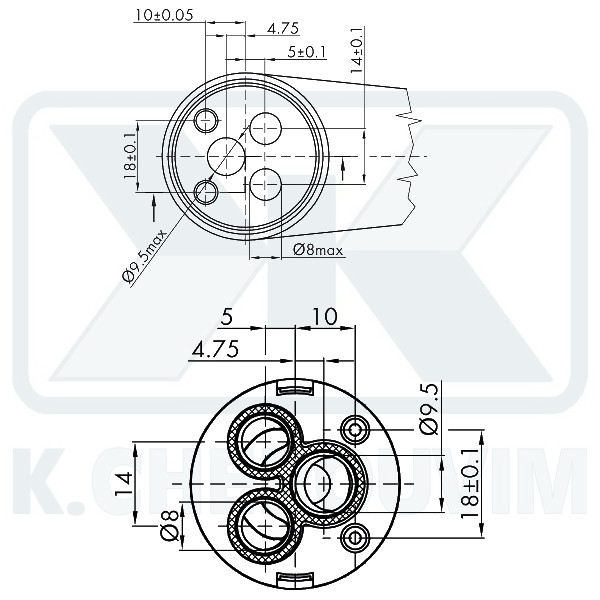 MECHANISM Κ35Α - ? 35 WITH 2 SPILE WITHOUT DISTRIBUTOR CERAMIC FOR MIXING MIXER, LEVER 9X9 - Image 3