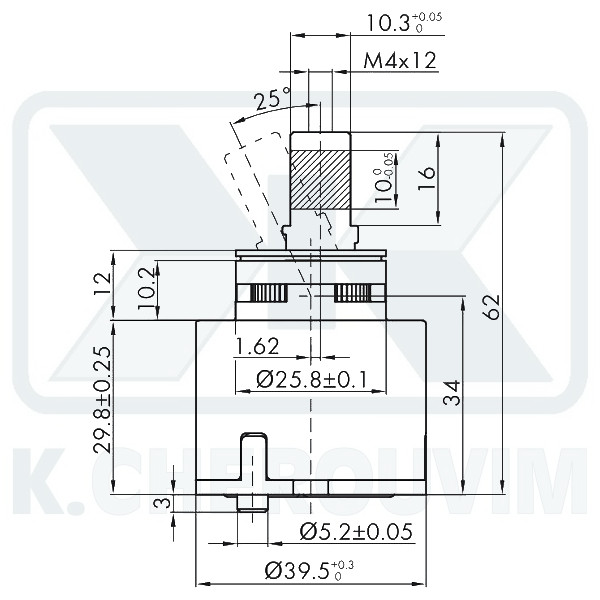 MECHANISM Κ40Α - ? 40 WITH 2 SPILE WITHOUT DISTRIBUTOR CERAMIC FOR MIXING MIXER LEVER 10X10 - Image 2