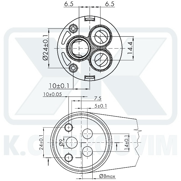 MECHANISM Κ40Α - ? 40 WITH 2 SPILE WITHOUT DISTRIBUTOR CERAMIC FOR MIXING MIXER LEVER 10X10 - Image 3