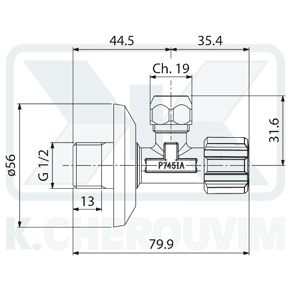 ΔΙΑΚΟΠΤΗΣ ΜΕ ΡΟΖΕΤΑ ΣΕ ΚΟΥΤΑΚΙ 1/2" Χ 3/8" - Φ10 ΓΩΝΙΑΚΟΣ ΧΡΩΜΕ ALBERTONI - Image 2