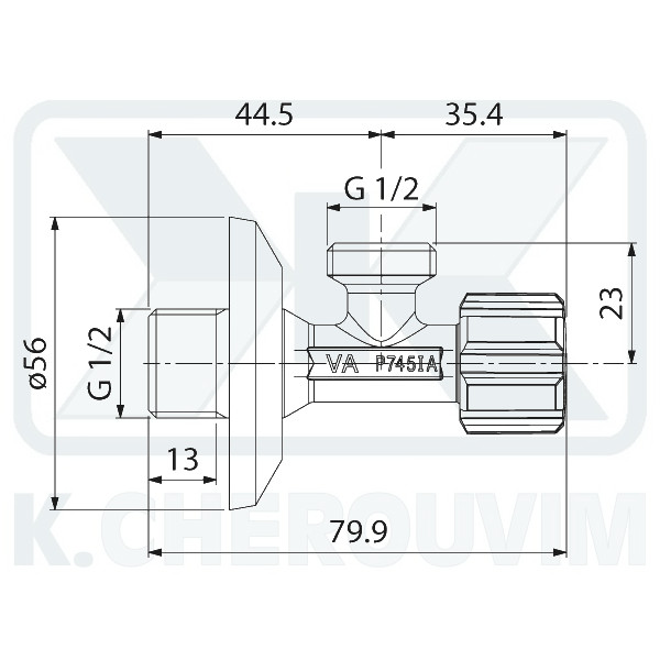 ΔΙΑΚΟΠΤΗΣ ΜΕ ΡΟΖΕΤΑ ΣΕ ΚΟΥΤΑΚΙ 1/2" Χ 1/2" ΓΩΝΙΑΚΟΣ ΧΡΩΜΕ ALBERTONI (DVGW) - Image 2