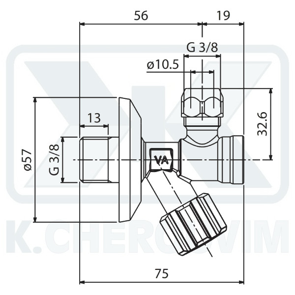 ΔΙΑΚΟΠΤΗΣ ΜΕ ΦΙΛΤΡΟ 1/2" Χ 3/8" - Φ10 ΓΩΝΙΑΚΟΣ ΧΡΩΜΕ ΜΕ ΡΟΖΕΤΑ ALBERTONI - Image 2