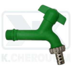 BIB TAP EUROGARDEN GREEN PLASTIC 1/2" WITH FITTING 3/4"