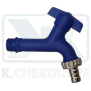 BIB TAP EUROGARDEN BLUE PLASTIC 1/2" WITH FITTING 3/4"
