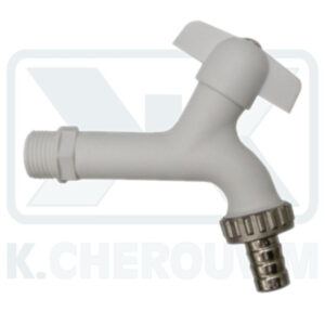 BIB TAP EUROGARDEN WHITE PLASTIC 1/2" WITH FITTING 3/4"