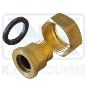 WATER METER BRASS COUPLING 1/2" MALE X 1" FEMALE - L30 WITH RUBBER GASKET