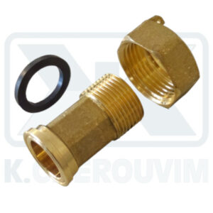 WATER METER BRASS COUPLING 3/4" MALE X 1" FEMALE - L45 WITH RUBBER GASKET