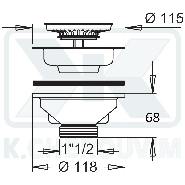 ΒΑΛΒΙΔΑ ΝΕΡΟΧΥΤΗ Β.Τ. ΙΝΟΧ-ΠΛΑΣΤΙΚΗ 1"1/2 Χ Φ115 (3"1/2) ΜΕ ΜΕΤΑΛΛΙΚΟ ΠΑΞΙΜΑΔΙ Μ12 & ΒΙΔΑ L65 - Image 2