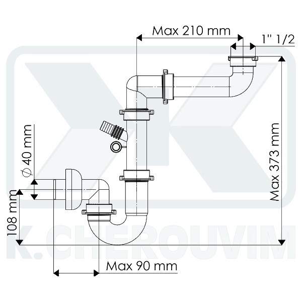 ΣΙΦΟΝΙ SPAZIO ΣΩΛΗΝΩΤΟ ΜΟΝΟ ΝΕΡΟΧΥΤΗ 1"1/2 Χ Φ40 ΠΛΑΣΤΙΚΟ ΛΕΥΚΟ - Image 2