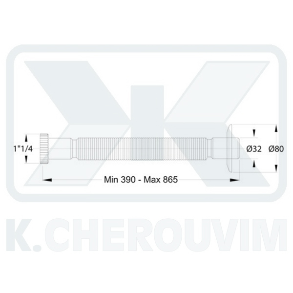 ΣΙΦΟΝΙ ΣΠΙΡΑΛ ΧΡΩΜΕ ΠΛΑΣΤΙΚΟ 1"1/4 Χ Φ32 ΑΡΣΕΝΙΚΟ ΜΕ ΡΟΖΕΤΑ - Image 2