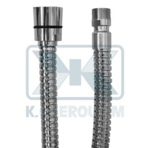 SPIRAL KITCHEN CROM. 200 cm 1/2" CONICAL X 15X1 MALE HEAVY DUTY DOUBLE HOOKINGS, 0,2 mm CERTIFICATIONACS BRASS ΑΚΡ.