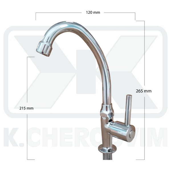 BIB TAP CARMEN COUNTER 1/2" WITH ROTATED TAP SPOUT J150 CROM. AND CERAMIC MECHANISM - Image 2