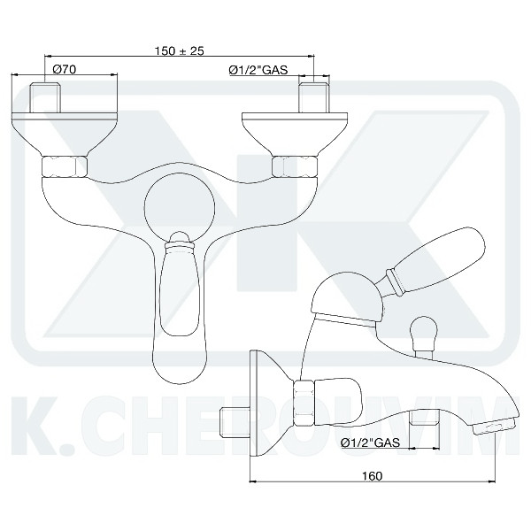 WATER MIXER IMPERIAL-OTELLO BRONZE-WOOD BATHROOM MIXING - Image 2