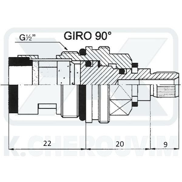 1/2" BRASS HEADWORK RED LEFT SPLINE ? 8 X Ζ20 - Μ4 CERAMIC 90° FOR CLASSIC TAPS - Image 2