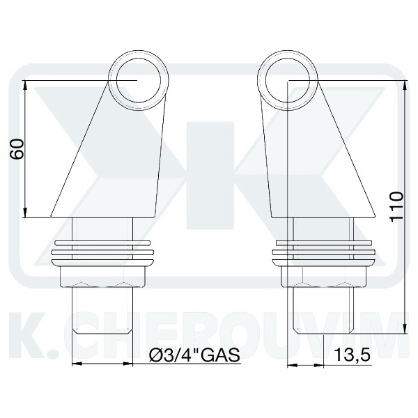 ΖΕΥΓΟΣ ΕΚΚΕΝΤΡΑ ΓΩΝΙΑΚΑ ΕΞΩΤΕΡΙΚΑ Η60 Χ 3/4" ΑΡΣ. Χ 3/4" ΑΡΣ. ΧΡΩΜΕ ΜΠΑΤΑΡΙΩΝ ΛΟΥΤΡΟΥ - Image 2