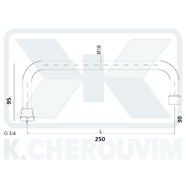 ΡΟΥΞΟΥΝΙ ΜΠΑΤΑΡΙΩΝ "Π" L250 ΧΡΩΜΕ 3/4" UNIVERSALE - Image 2