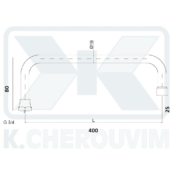 ΡΟΥΞΟΥΝΙ ΜΠΑΤΑΡΙΩΝ "Π" L400 ΧΡΩΜΕ 3/4" UNIVERSALE - Image 2