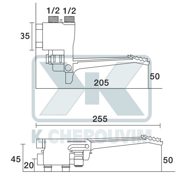 DOUBLE PEDAL VALVE FOR HOT AND COLD WATER TREMOLADA - Image 4