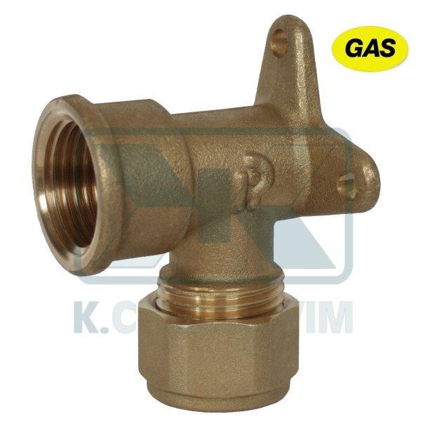 ΓΩΝΙΑ GAS ΘΗΛ. ΜΕ ΣΤΗΡΙΓΜΑ 1/2" Χ Φ15 ΜΕ O-RING ΚΙΤΡΙΝΟ ΜΗΧΑΝΙΚΗΣ ΣΥΣΦΙΞΗΣ ΧΑΛΚΟΣΩΛΗΝΑΣ