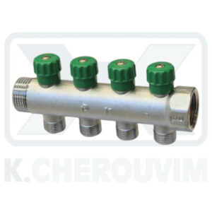 ΚΟΛΕΚΤΕΡ ΧΡΩΜΕ 3/4" Α.Θ. ΜΕ 4 ΚΑΘΕΤΑ ΔΙΑΚΟΠΤΑΚΙΑ, ΠΡΑΣΙΝΑ ΒΟΛΑΝ, ΕΞΟΔΟ 1/2"Α. Χ Φ16 - 36 mm