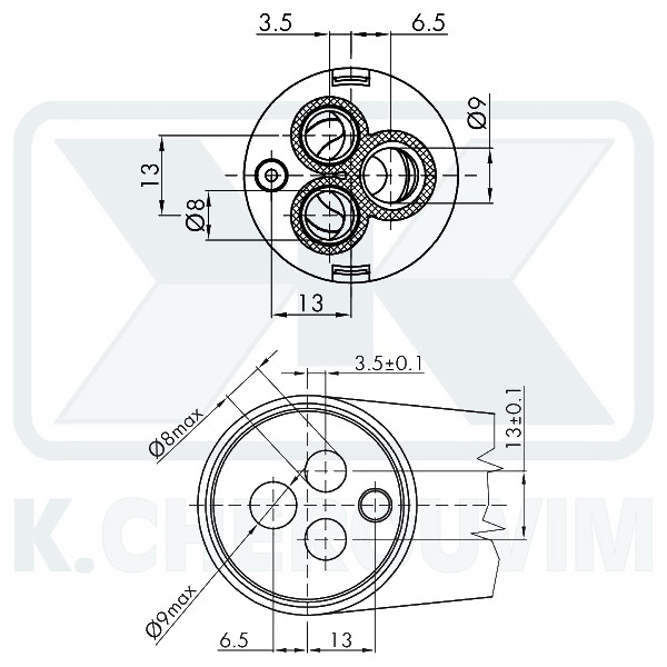 MECHANISM Κ35C - ? 35 WITH 1 SPILE WITHOUT DISTRIBUTOR CERAMIC FOR MIXING MIXER, LEVER 9X9 - Image 3
