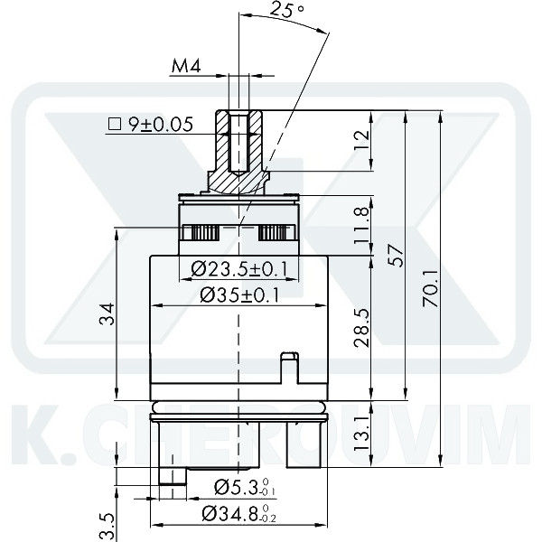 MECHANISM Κ35D - ? 35 WITH 1 SPILE AND DISTRIBUTOR CERAMIC FOR MIXING MIXER, LEVER 9X9 - Image 2