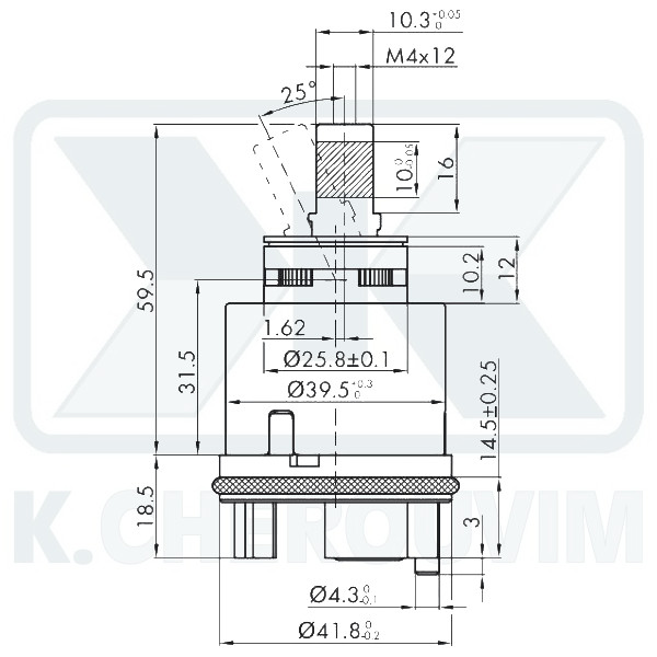 MECHANISM Κ42D - ? 42 WITH 1 SPILE AND DISTRIBUTOR CERAMIC FOR MIXING MIXER, LEVER 10X10 - Image 2