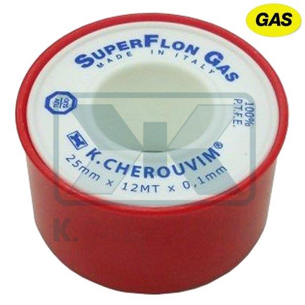 ΤΕΦΛΟΝ ΤΑΙΝΙΑ ΜΙΚΡΗ GAS 1" ΚΟΚΚΙΝΗ-ΛΕΥΚΗ (25 mm Χ12 mt Χ 0,1 mm Χ 0,4 gr/cm³) DIN ΕΝ 751/3