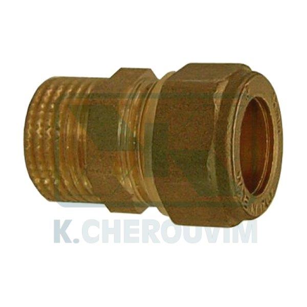 MALE STRAIGHT COMPRESSION BRASS FITTING 15 Χ 3/4" FOR COPPER TUBE