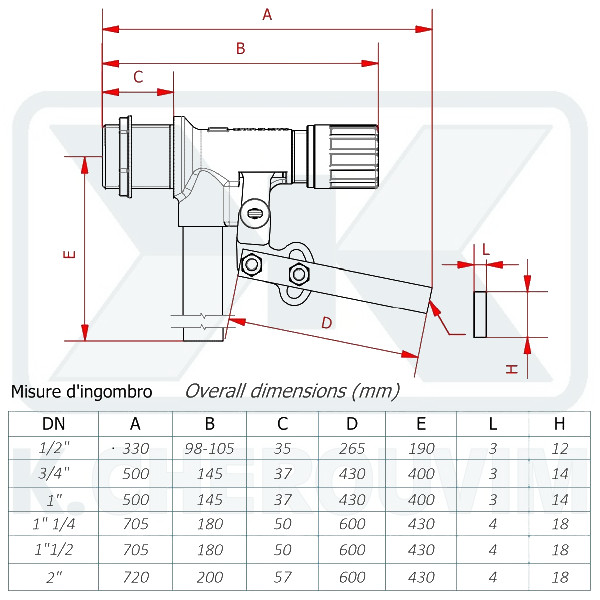 FLOAT VALVE "TANK" 2", FULL FLOW, NICKEL-PLATED BRASS, STAINLESS STEEL ARM, SEAT AND SPRING, 12 BAR - Image 2