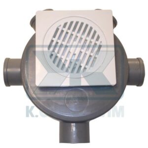 SIPHON FLOOR HEAVY DUTY WITH FITTING AND PLASTIC GRATE # 120X120 (4 WATTER SUPPLY ∅ 40 - 1 OUTPUT ∅ 50) Η105