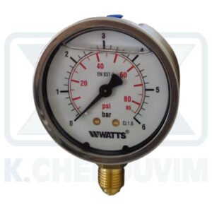 ΜΑΝΟΜΕΤΡΟ ΙΝΟΧ-ΟΡΕΙΧΑΛΚΙΝΟ ΓΛΥΚΕΡΙΝΗΣ ΚΑΘΕΤΟ Φ63/6 bar 1/4" (ΚΑΤΩ ΣΠΕΙΡΩΜΑ)