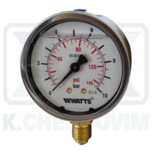 ΜΑΝΟΜΕΤΡΟ ΙΝΟΧ-ΟΡΕΙΧΑΛΚΙΝΟ ΓΛΥΚΕΡΙΝΗΣ ΚΑΘΕΤΟ Φ63/10 bar 1/4" (ΚΑΤΩ ΣΠΕΙΡΩΜΑ)