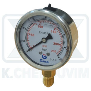 MANOMETER INOX-BRASS GLYCERIN VERTICAL ∅ 63/16 bar 1/4" (DOWN THREAD)