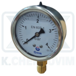 MANOMETER INOX-BRASS GLYCERIN VERTICAL ∅ 63/4 bar 1/4" (DOWN THREAD)