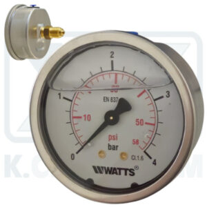 ΜΑΝΟΜΕΤΡΟ ΙΝΟΧ-ΟΡΕΙΧΑΛΚΙΝΟ ΓΛΥΚΕΡΙΝΗΣ ΟΡΙΖΟΝΤΙΟ Φ63/4 bar 1/4" (ΠΙΣΩ ΣΠΕΙΡΩΜΑ)