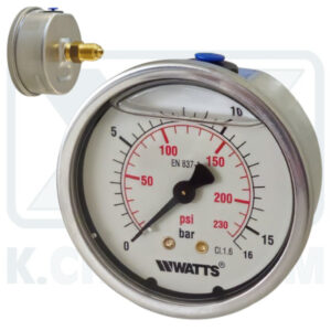 ΜΑΝΟΜΕΤΡΟ ΙΝΟΧ-ΟΡΕΙΧΑΛΚΙΝΟ ΓΛΥΚΕΡΙΝΗΣ ΟΡΙΖΟΝΤΙΟ Φ63/16 bar 1/4" (ΠΙΣΩ ΣΠΕΙΡΩΜΑ)