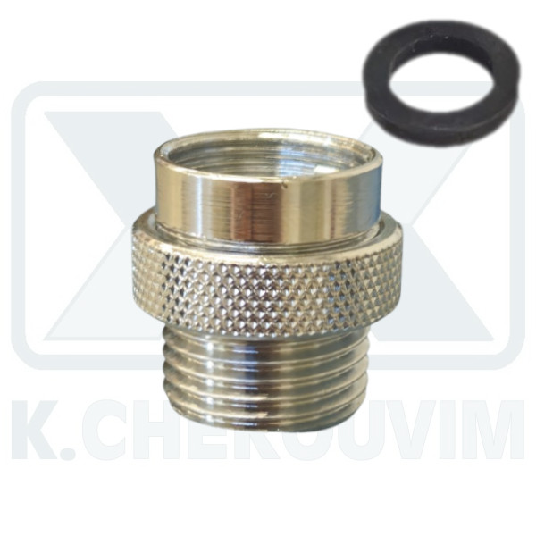 ΣΥΣΤΟΛΗ Μ20Χ1Θ. Χ 1/2"Α. ΧΡΩΜΕ ΜΕ ΛΑΣΤΙΧΟ ΓΙΑ ΡΟΥΞΟΥΝΙ ΜΠΑΤΑΡΙΩΝ - ΣΠΙΡΑΛ