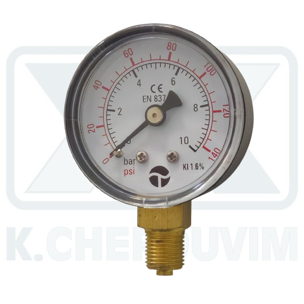 MANOMETER VERTICAL ? 40/10 bar 1/8" (DOWN THREAD) FOR FILTERS WATER
