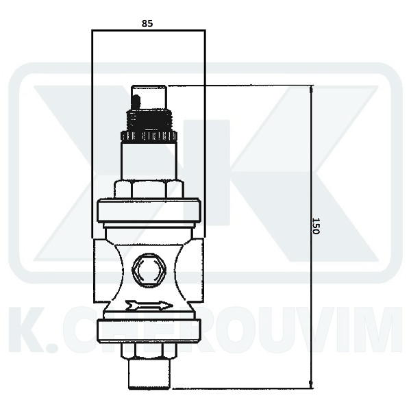 ΜΕΙΩΤΗΣ ΠΙΕΣΗΣ ΟΡΕΙΧΑΛΚΙΝΟΣ 3/4" ΘΗΛ. ΘΗΛ. ΜΕ ΕΔΡΑ ΙΝΟΧ PN 25 ΚΑΙ ΥΠΟΔΟΧΗ ΓΙΑ ΜΑΝΟΜΕΤΡΟ 1/4" L91 - Image 2