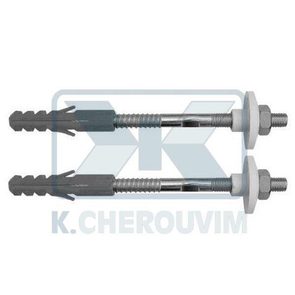 SUPPORTS WASHBASIN HEAVY DUTY Μ10 X L140 WITH SCREW ANCHOR GRAY NYLON ? 12 (SET 2 PIECES)