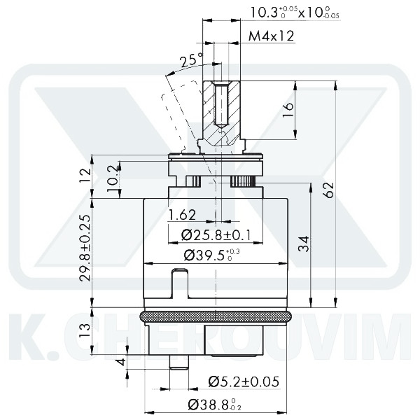 MECHANISM ΝΚJ40Β - ? 40 RIGHT WARM 2 SPILE AND DISTRIBUTOR CERAMIC FOR MIXING MIXER - Image 2