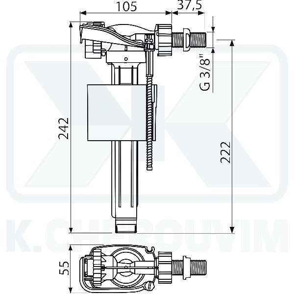 ΦΛΟΤΕΡ Α16 - 3/8" ΠΛΑΪΝΟ ΜΕ ΟΡΕΙΧΑΛΚΙΝΟ ΣΠΕΙΡΩΜΑ ΑΘΟΡΥΒΟ ΤΑΧΕΙΑΣ ΠΛΗΡΩΣΗΣ - Image 2